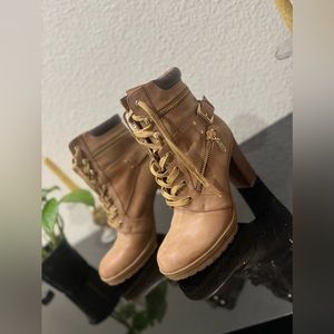 G by Guess Tan Combat Boots 7.5M Women